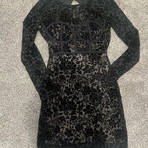 Lulu's Black Floral Long Sleeve Dress